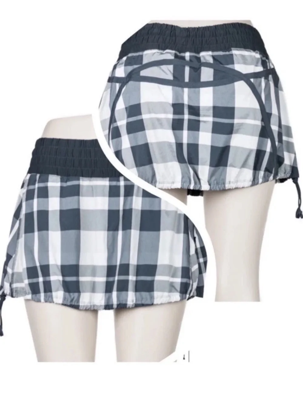 RARE Lululemon Run Leader Of Track Skirt Skort Plaid Balloon Style Sz.10